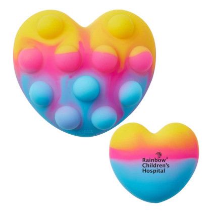 Custom Heart Push Pop Ball - Rainbow Custom Heart Push Pop Ball - Rainbow