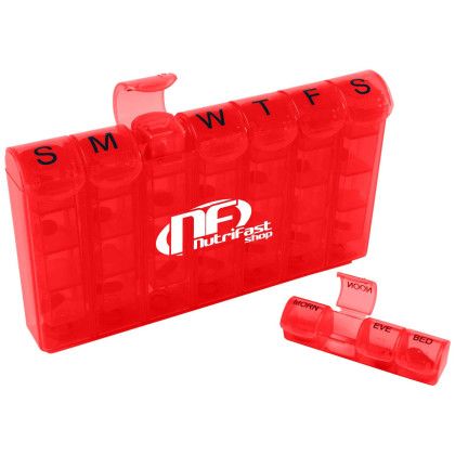 Custom 28 Compartment Med Minder - Translucent Red