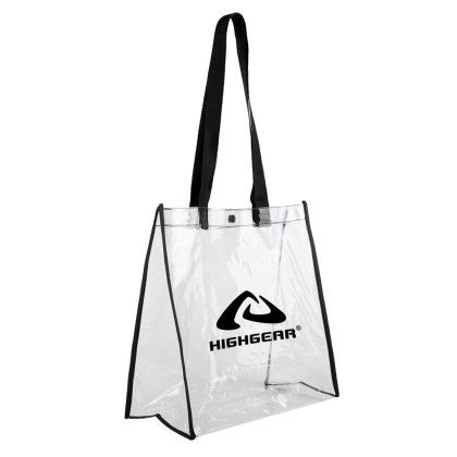 Custom Clear Stadium Tote - Black Angle View Custom Clear Stadium Tote - Black Angle View