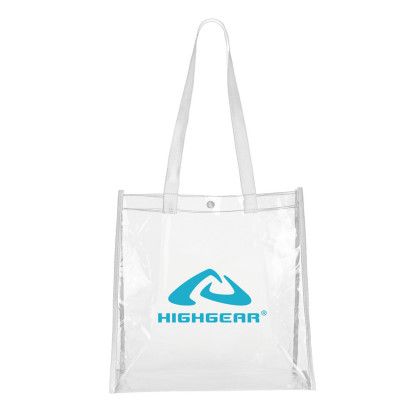 Custom Clear Stadium Tote - White Custom Clear Stadium Tote - White