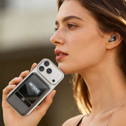 Custom Arcadia Power Bank with Ear Buds - Black - Lifestyle Custom Arcadia Power Bank with Ear Buds - Black - Lifestyle