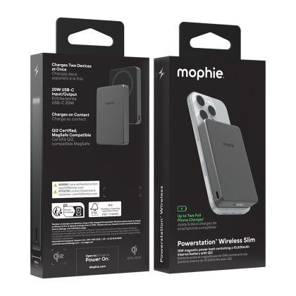 Custom mophie Slim 10,000 mAh Qi2 Wireless Power Bank - Packaging View Custom mophie Slim 10,000 mAh Qi2 Wireless Power Bank - Packaging View