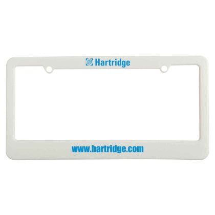 Custom License Plate Frame: 2 Hole With Straight Bottom - White Custom License Plate Frame: 2 Hole With Straight Bottom - White