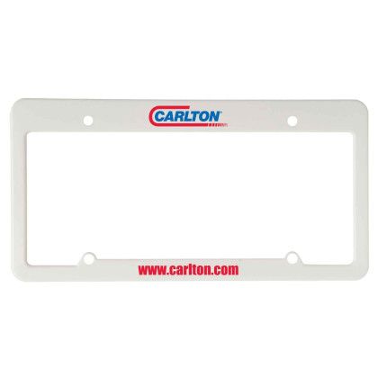 Custom License Plate Frame: 4 Hole With Straight Top - White Custom License Plate Frame: 4 Hole With Straight Top - White