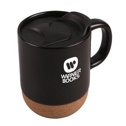 Custom 12 oz. Java Ceramic Mug with Cork Base - Black Side View Custom 12 oz. Java Ceramic Mug with Cork Base - Black Side View