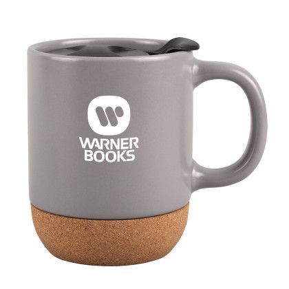 Custom 12 oz. Java Ceramic Mug with Cork Base - Grey Custom 12 oz. Java Ceramic Mug with Cork Base - Grey