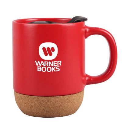 Custom 12 oz. Java Ceramic Mug with Cork Base - Red Custom 12 oz. Java Ceramic Mug with Cork Base - Red