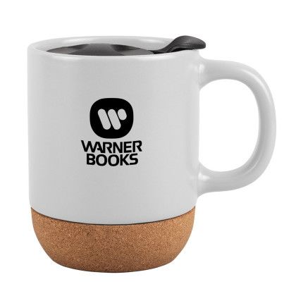 Custom 12 oz. Java Ceramic Mug with Cork Base - White Custom 12 oz. Java Ceramic Mug with Cork Base - White