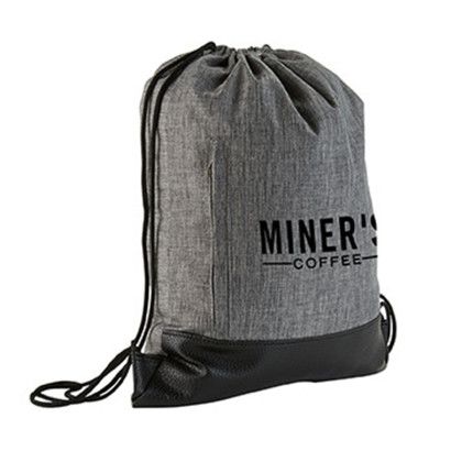 Custom Heathered Drawstring Backpack - Grey Side view Custom Heathered Drawstring Backpack - Grey Side view
