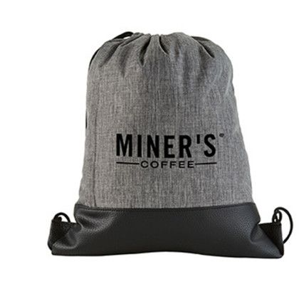 Custom Heathered Drawstring Backpack - Grey Front view Custom Heathered Drawstring Backpack - Grey Front view