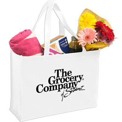 Custom Non-Woven Shopping Tote - White Custom Non-Woven Shopping Tote - White