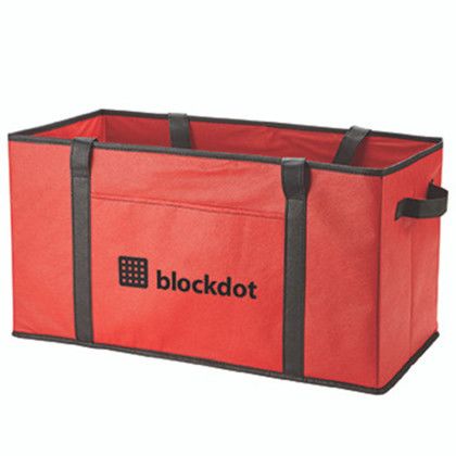 Custom Organize-It Non-Woven Storage Tote - Red Side view Custom Organize-It Non-Woven Storage Tote - Red Side view