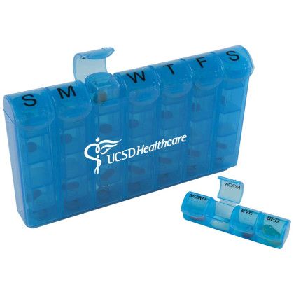 Custom 28 Compartment Med Minder - Translucent Blue 