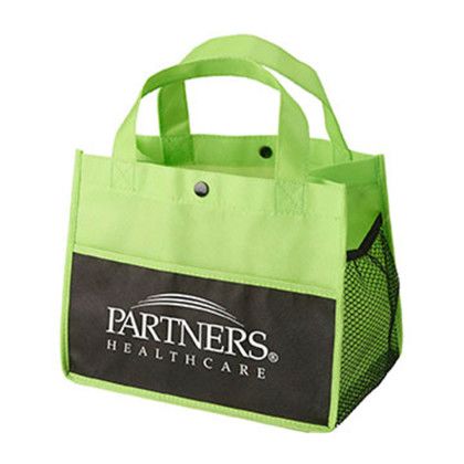 Custom Mini Snap Non-Woven Lunch Tote - Lime Custom Mini Snap Non-Woven Lunch Tote - Lime