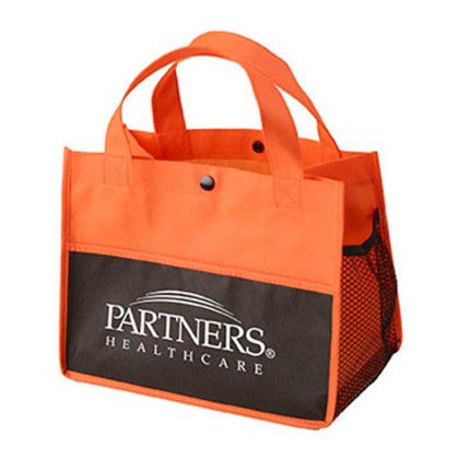 Custom Mini Snap Non-Woven Lunch Tote - Orange Custom Mini Snap Non-Woven Lunch Tote - Orange