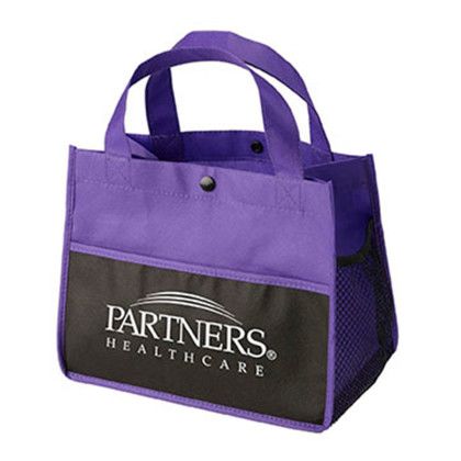 Custom Mini Snap Non-Woven Lunch Tote - Purple Custom Mini Snap Non-Woven Lunch Tote - Purple