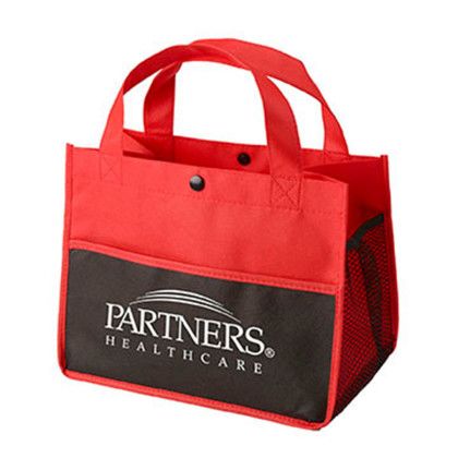 Custom Mini Snap Non-Woven Lunch Tote - Red Custom Mini Snap Non-Woven Lunch Tote - Red