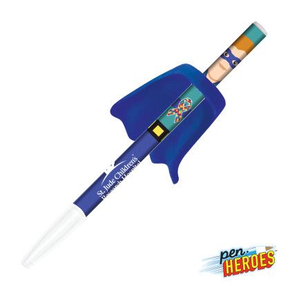 Custom Pen Heroes Awareness Series - Male with Cape - Blue Custom Pen Heroes Awareness Series - Male with Cape - Blue
