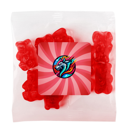 Custom Albanese Strawberry Gummi Bears: Taster Packet - Front View Custom Albanese Strawberry Gummi Bears: Taster Packet - Front View