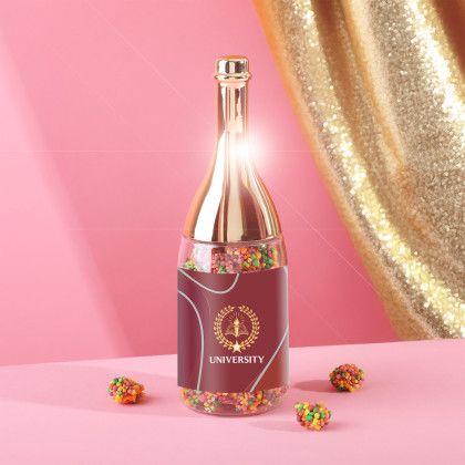 Custom Sweet Spritz Candy Champagne Bottle: Premium - Clear With Gold 