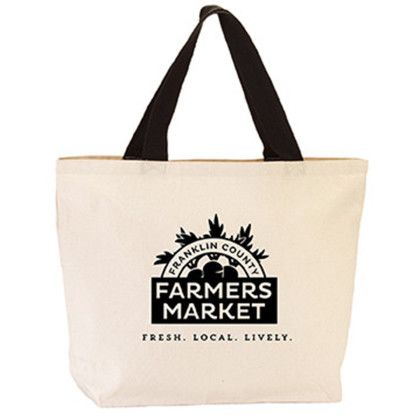 Custom 11.5 oz. Hillsboro Canvas Tote - Natural with black