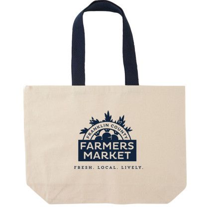 Custom 11.5 oz. Hillsboro Canvas Tote - Natural with navy