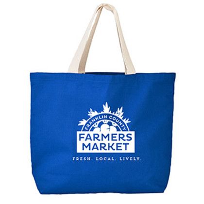 Custom 11.5 oz. Hillsboro Canvas Tote - Royal blue with natural