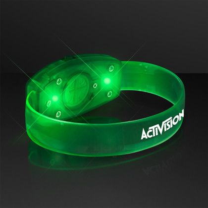 Custom Green "Galaxy Glow" LED Band Bracelets, Patent Pending - Back View Custom Green "Galaxy Glow" LED Band Bracelets, Patent Pending - Back View