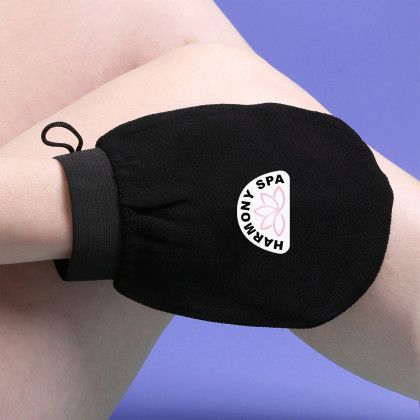 Custom Cleanser Exfoliating Mitt - Black Lifestyle View Custom Cleanser Exfoliating Mitt - Black Lifestyle View