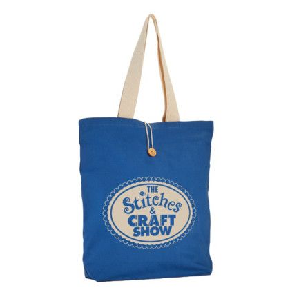 Custom 11.5 oz. Portland Button-Up Canvas Tote - Royal blue with natural Custom 11.5 oz. Portland Button-Up Canvas Tote - Royal blue with natural