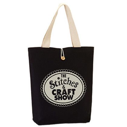 Custom 11.5 oz. Portland Button-Up Canvas Tote - Black with natural Custom 11.5 oz. Portland Button-Up Canvas Tote - Black with natural
