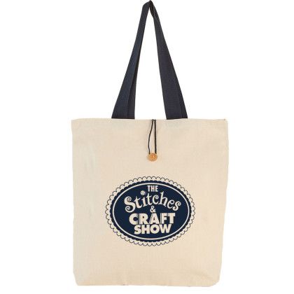 Custom 11.5 oz. Portland Button-Up Canvas Tote - Natural with Navy Custom 11.5 oz. Portland Button-Up Canvas Tote - Natural with Navy
