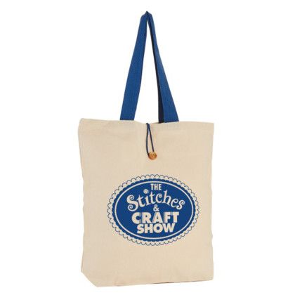 Custom 11.5 oz. Portland Button-Up Canvas Tote - Natural with royal blue Custom 11.5 oz. Portland Button-Up Canvas Tote - Natural with royal blue