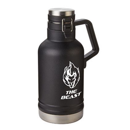 Custom 64 oz. "The Beast" Double Wall Stainless Steel Growler - Matte black Side View Custom 64 oz. "The Beast" Double Wall Stainless Steel Growler - Matte black Side View