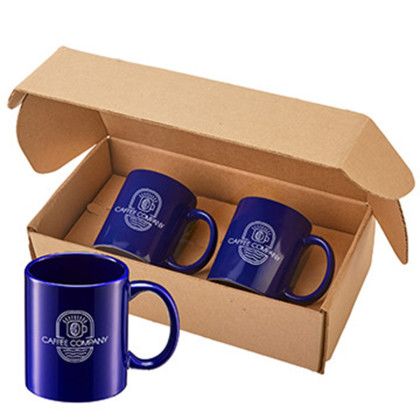 Custom 11 oz. Sunrise Ceramic Mugs Gift Set - Blue Custom 11 oz. Sunrise Ceramic Mugs Gift Set - Blue