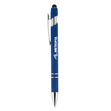 Custom Granada Velvet-Touch Aluminum Stylus Pen - Blue
