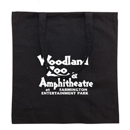 Custom 6 oz. Cotton Tote - Black Front view Custom 6 oz. Cotton Tote - Black Front view