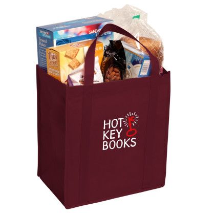 Custom Non-Woven Grocery Tote - Burgundy Custom Non-Woven Grocery Tote - Burgundy