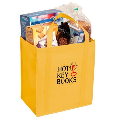 Custom Non-Woven Grocery Tote - Gold Custom Non-Woven Grocery Tote - Gold