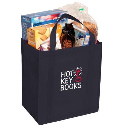 Custom Non-Woven Grocery Tote - Navy Custom Non-Woven Grocery Tote - Navy