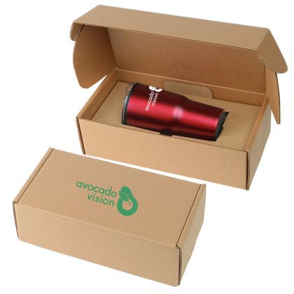 Custom 20 oz. Denali Tumbler with Gift Box - Matte Metallic Red Packaging View Custom 20 oz. Denali Tumbler with Gift Box - Matte Metallic Red Packaging View