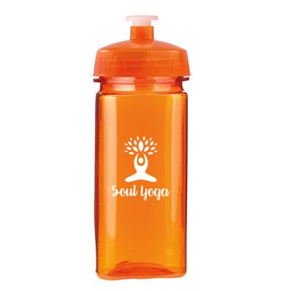 Custom 16 oz. PolySure Squared-Up Bottle - Translucent Orange Custom 16 oz. PolySure Squared-Up Bottle - Translucent Orange