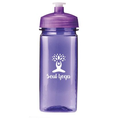 Custom 16 oz. PolySure Squared-Up Bottle - Translucent Purple Custom 16 oz. PolySure Squared-Up Bottle - Translucent Purple