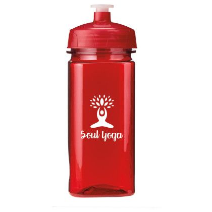 Custom 16 oz. PolySure Squared-Up Bottle - Translucent Red Custom 16 oz. PolySure Squared-Up Bottle - Translucent Red