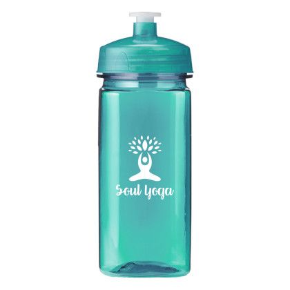 Custom 16 oz. PolySure Squared-Up Bottle - Translucent Aqua Custom 16 oz. PolySure Squared-Up Bottle - Translucent Aqua