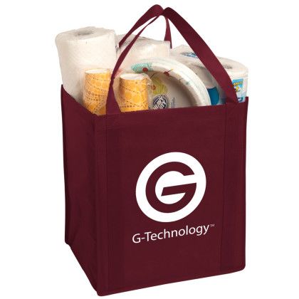Custom Large Non-Woven Grocery Tote - Burgundy Custom Large Non-Woven Grocery Tote - Burgundy