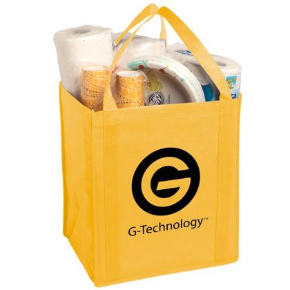Custom Large Non-Woven Grocery Tote - Gold Custom Large Non-Woven Grocery Tote - Gold