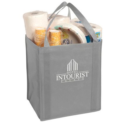 Custom Large Non-Woven Grocery Tote - Grey Custom Large Non-Woven Grocery Tote - Grey