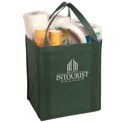 Custom Large Non-Woven Grocery Tote - Hunter Green Custom Large Non-Woven Grocery Tote - Hunter Green