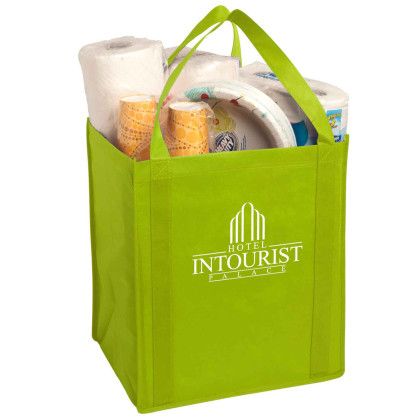 Custom Large Non-Woven Grocery Tote - Lime Custom Large Non-Woven Grocery Tote - Lime